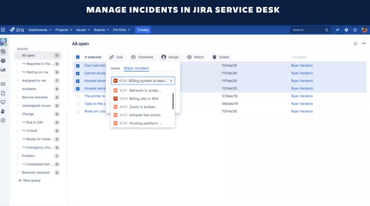 control de los incidentes dentro del desk de jira