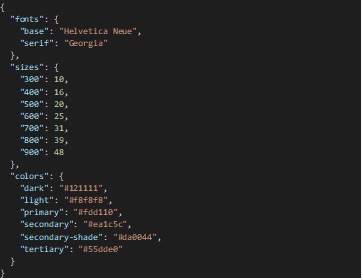 Mostraré con un ejemplo cómo pueden verse los tokens de diseño cuando están en un formato de datos estándar, como JSON