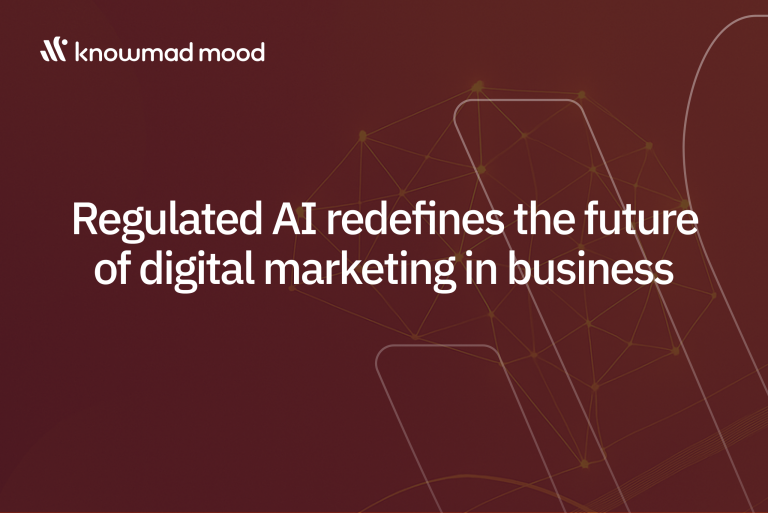 Visual representation of AI-powered marketing and data networks, highlighting how regulated AI is reshaping digital strategies in business.